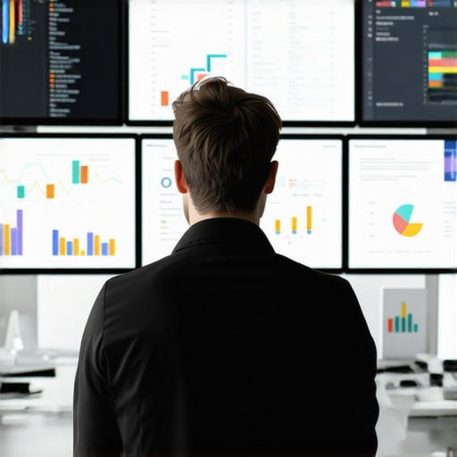 Digital marketing expert reviewing local SEO metrics on computer screens