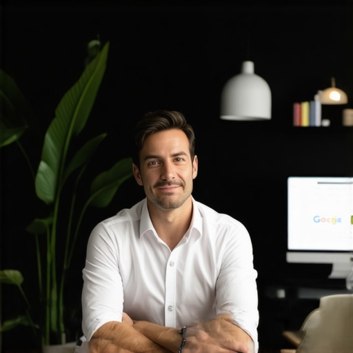 Business owner working on local SEO strategies for Google My Business profile in an office setting