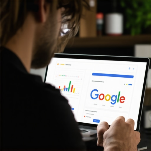 Optimizing GMB Profile for Local SEO Success Business owner working on GMB optimization on a laptop with local SEO analytics