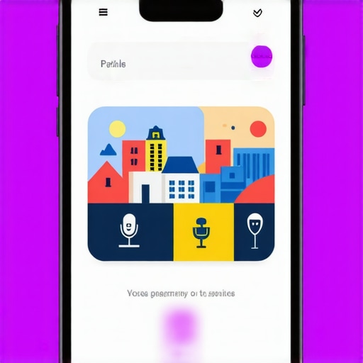 Smartphone with voice search for local services highlighting voice recognition technology.