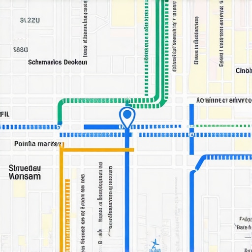 Futuristic digital map highlighting local business locations with AI analytics overlay