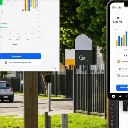 Community engagement scene with digital analytics for local SEO