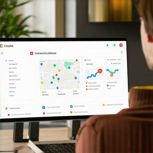 Local Business SEO Analysis Business owner reviewing local SEO analytics and Google My Business insights