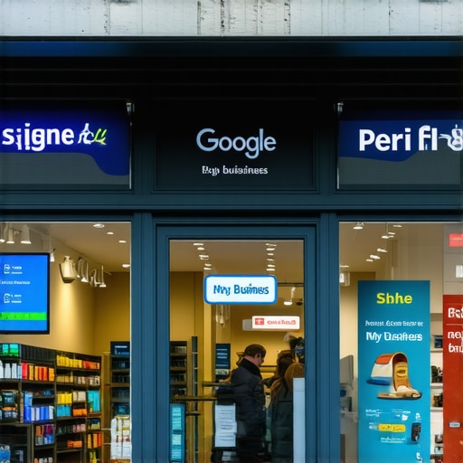 Vibrant Local Storefront for GMB Optimization Vibrant storefront with digital signage, representing enhanced GMB visual content