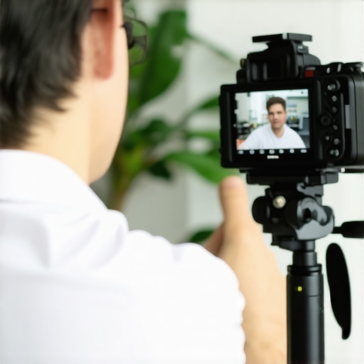 Business owner creating a virtual tour video for Google My Business