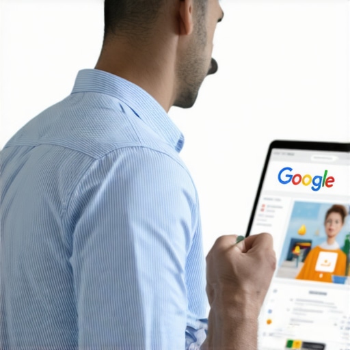 Business owner using digital device to optimize Google My Business profile