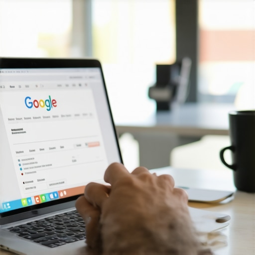 Business owner working on Google My Business profile on laptop