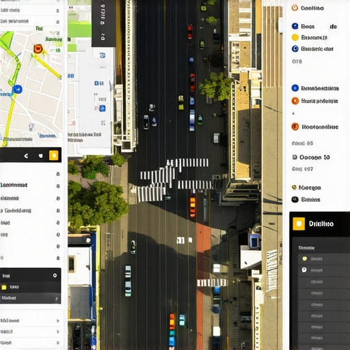 City street with digital overlays showing local business map listings
