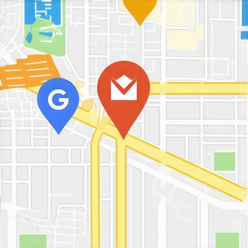 Digital map showing local business icons and Google My Business logo
