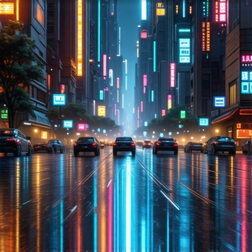 Futuristic cityscape with AR and VR interfaces highlighting technological advancement in local SEO