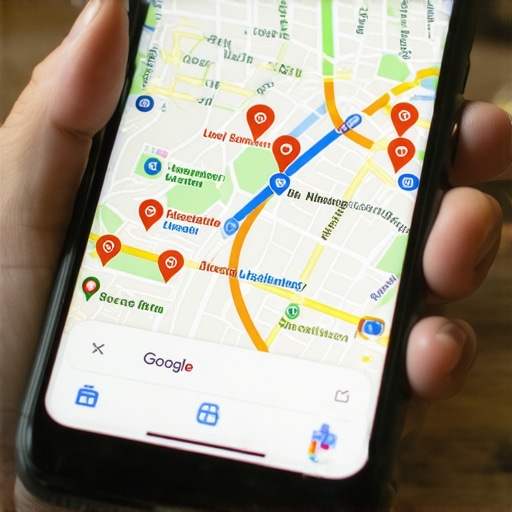 Smartphone screen showing Google Maps local business listings
