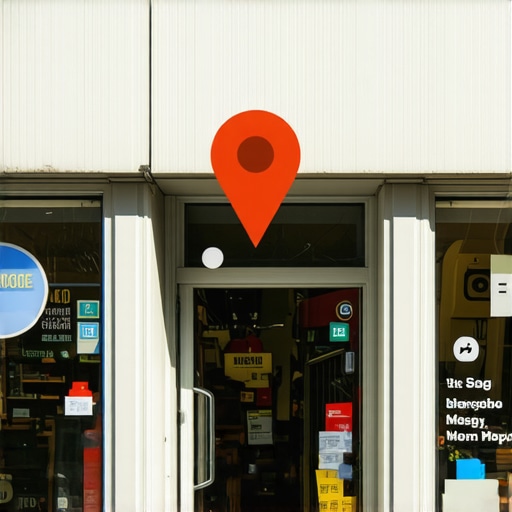 Small business storefront with Google Maps pin indicating local search visibility.