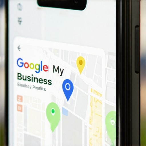 Mobile screen showing local search results with Google My Business profile