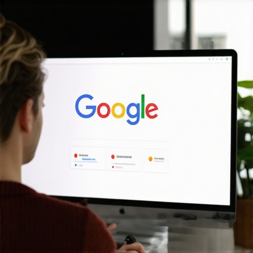 Business owner updating Google My Business profile on laptop