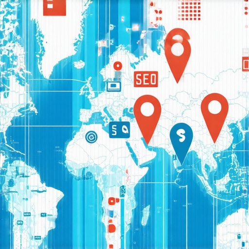 Digital map showing local search icons and AI technology.